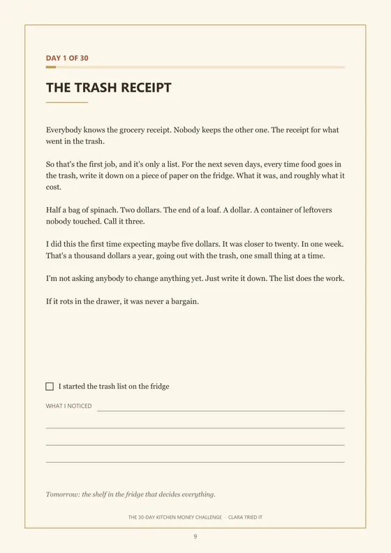 Day 1 of the challenge: the trash receipt